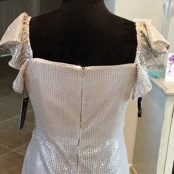 Shoshanna midnight Tessa dress, metallic, assymetric hem, size 6, NWT - Picture 9 of 14